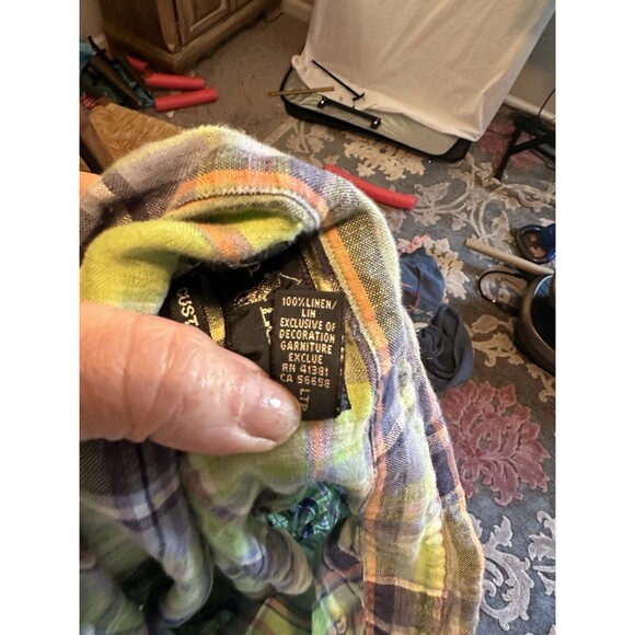 Ralph Lauren Mens 100% Linen Plaid Shirt Sz L Button down classic ocean wash - Picture 4 of 5